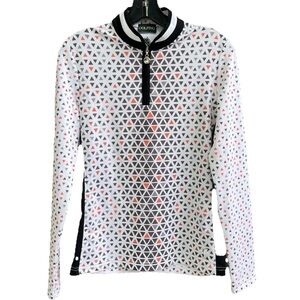 Golfino Women XS/S Printed Techno Stretch‎ Toyer LS Zip Golf Activewear 1330224